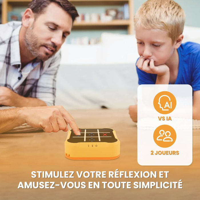 Morpion interactif, jeu éducatif stimulant la mémoire et la réflexion.