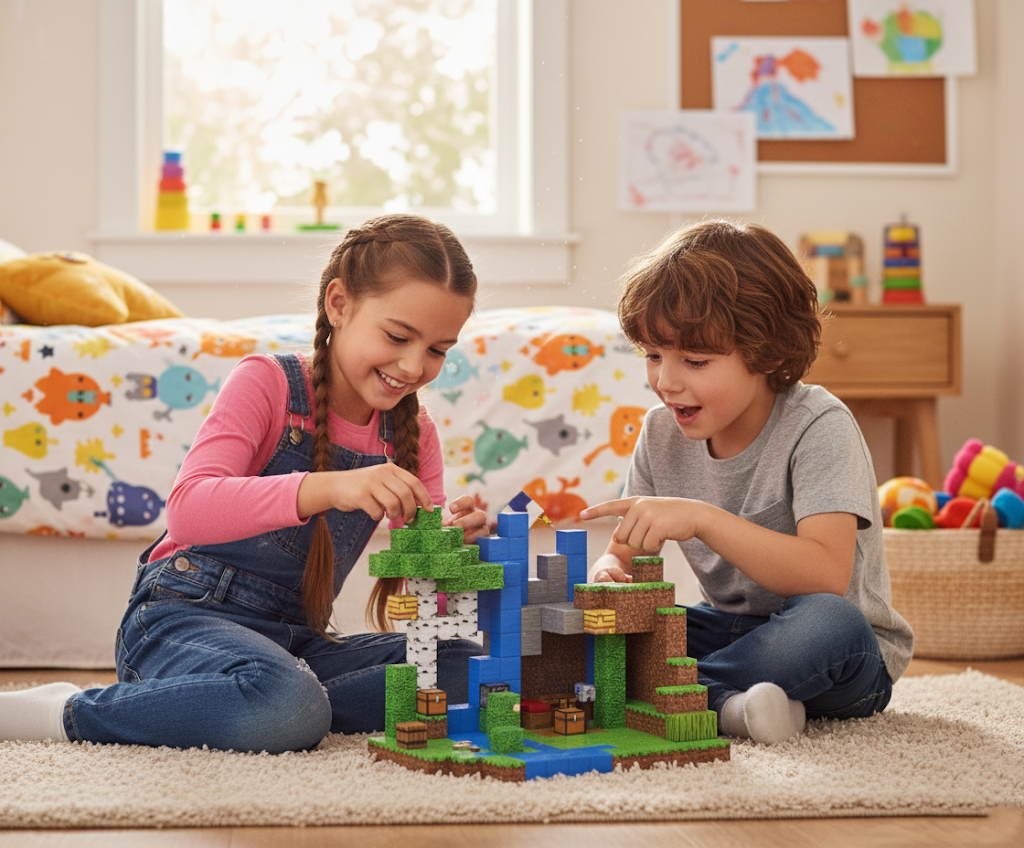 enfant jouant avec des blocs magnétiques pour stimuler son imagination