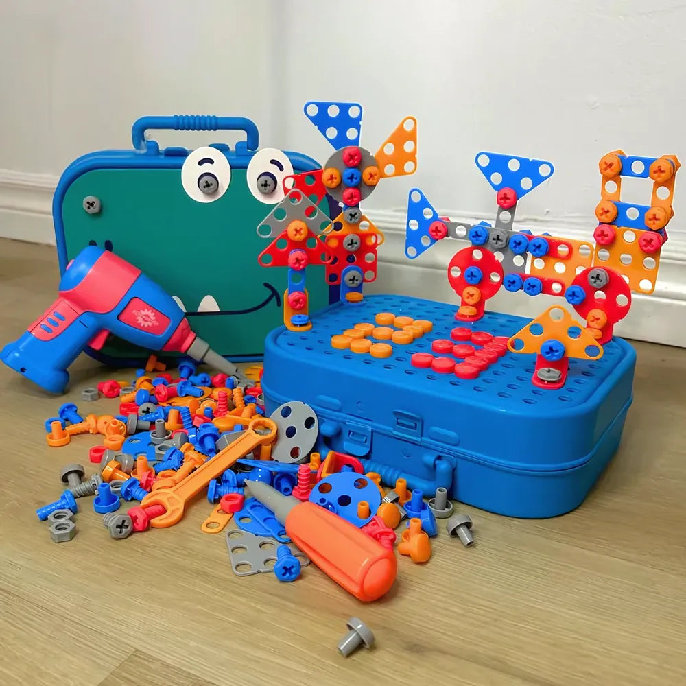 BricoMalin boîte créative pour enfants – blocs de construction colorés et outils inclus
