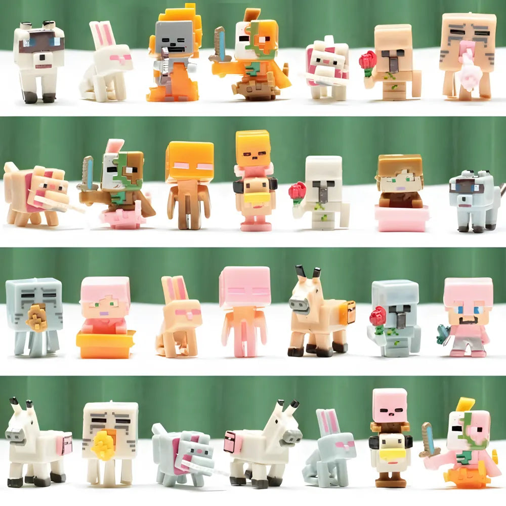 Lot de 15 figurines PixelCraft style pixel art – personnages variés pour enfants et collectionneurs