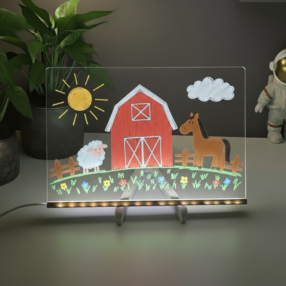 MagicBoard avec dessin LED représentant une ferme et des animaux
