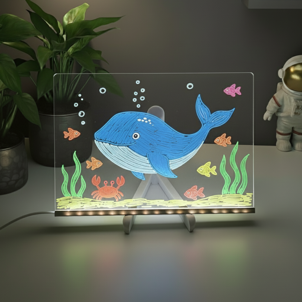 Tableau lumineux MagicBoard avec dessin d’océan et dauphin