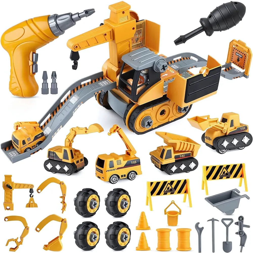 MiniBric jeu de bricolage évolutif – véhicule de chantier à assembler avec perceuse manuelle