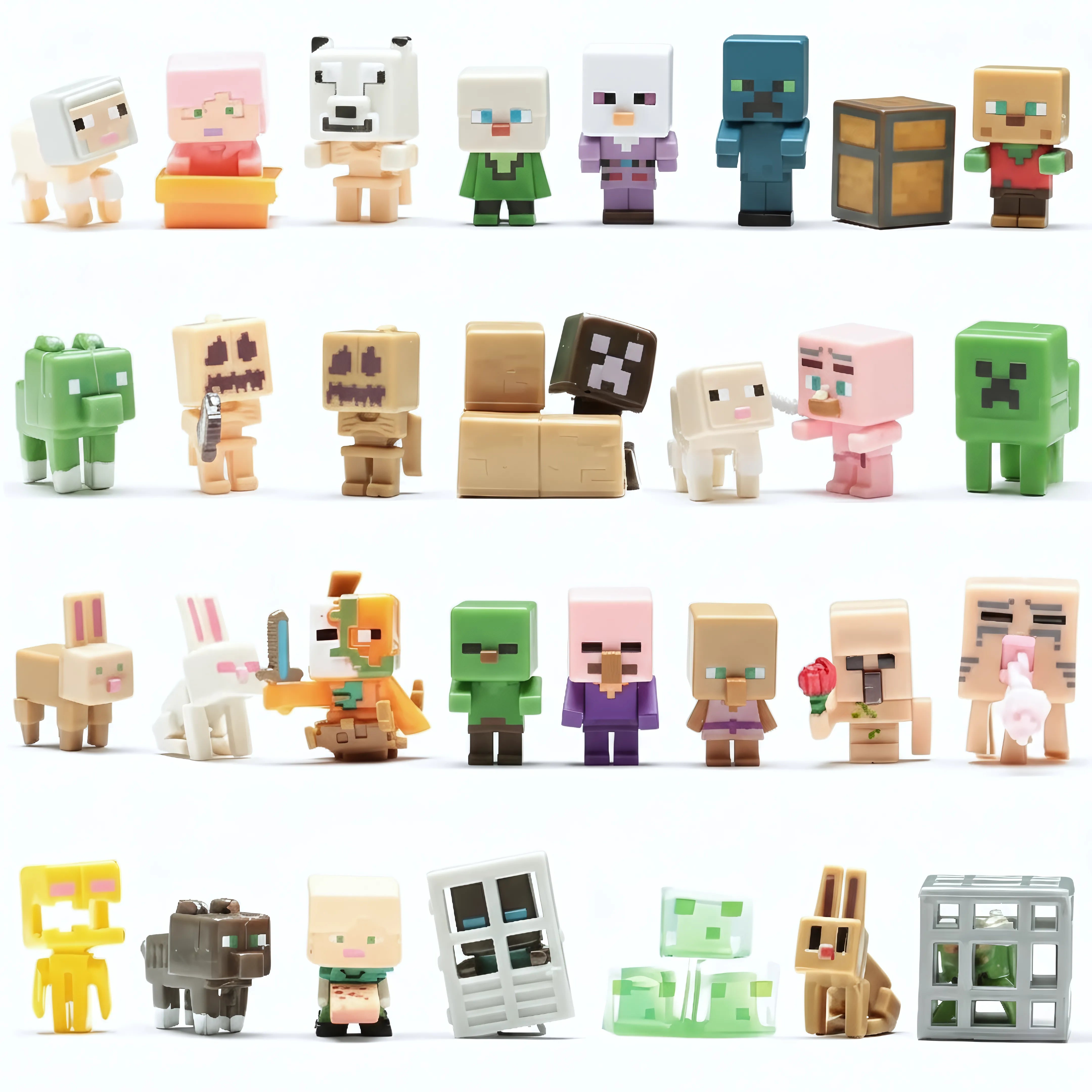 Figurines PixelCraft – Lot de 15 personnages magnétiques colorés pour jouer et construire
