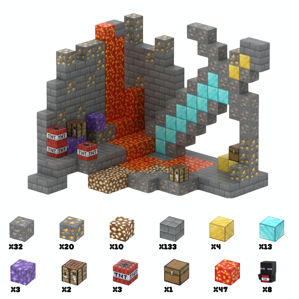 Structure PixelCraft Lame de Feu construction magnétique enfants