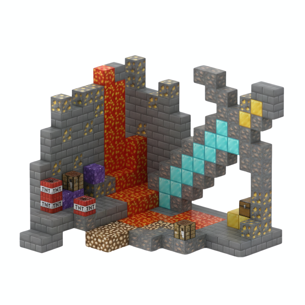 PixelCraft Lame de Feu blocs magnétiques 268 pièces jeu éducatif