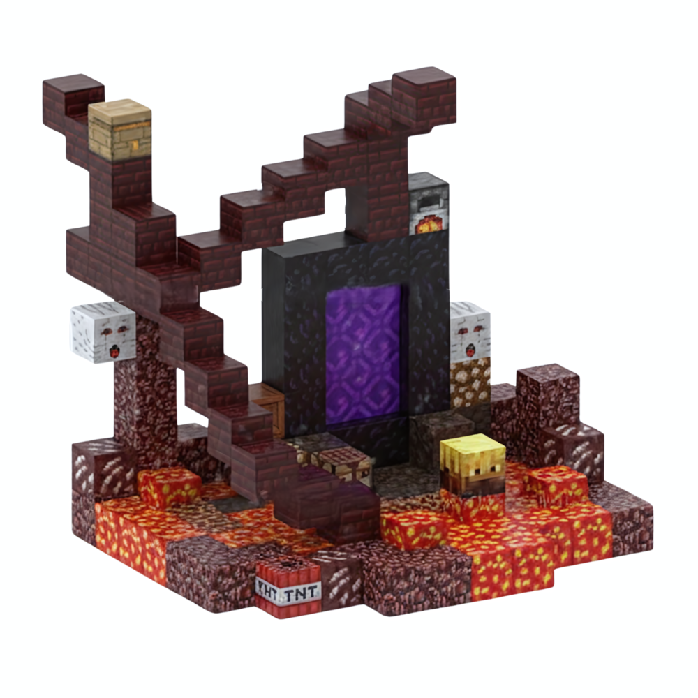 PixelCraft Portail Infernal 132 pièces – Jeu de construction blocs magnétiques pour enfants