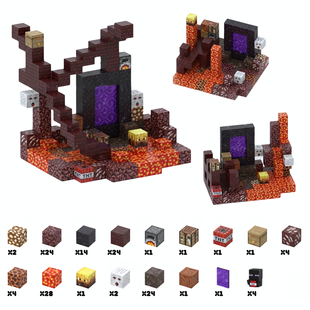 Set PixelCraft Portail Infernal – Blocs magnétiques éducatifs et créatifs dès 4 ans