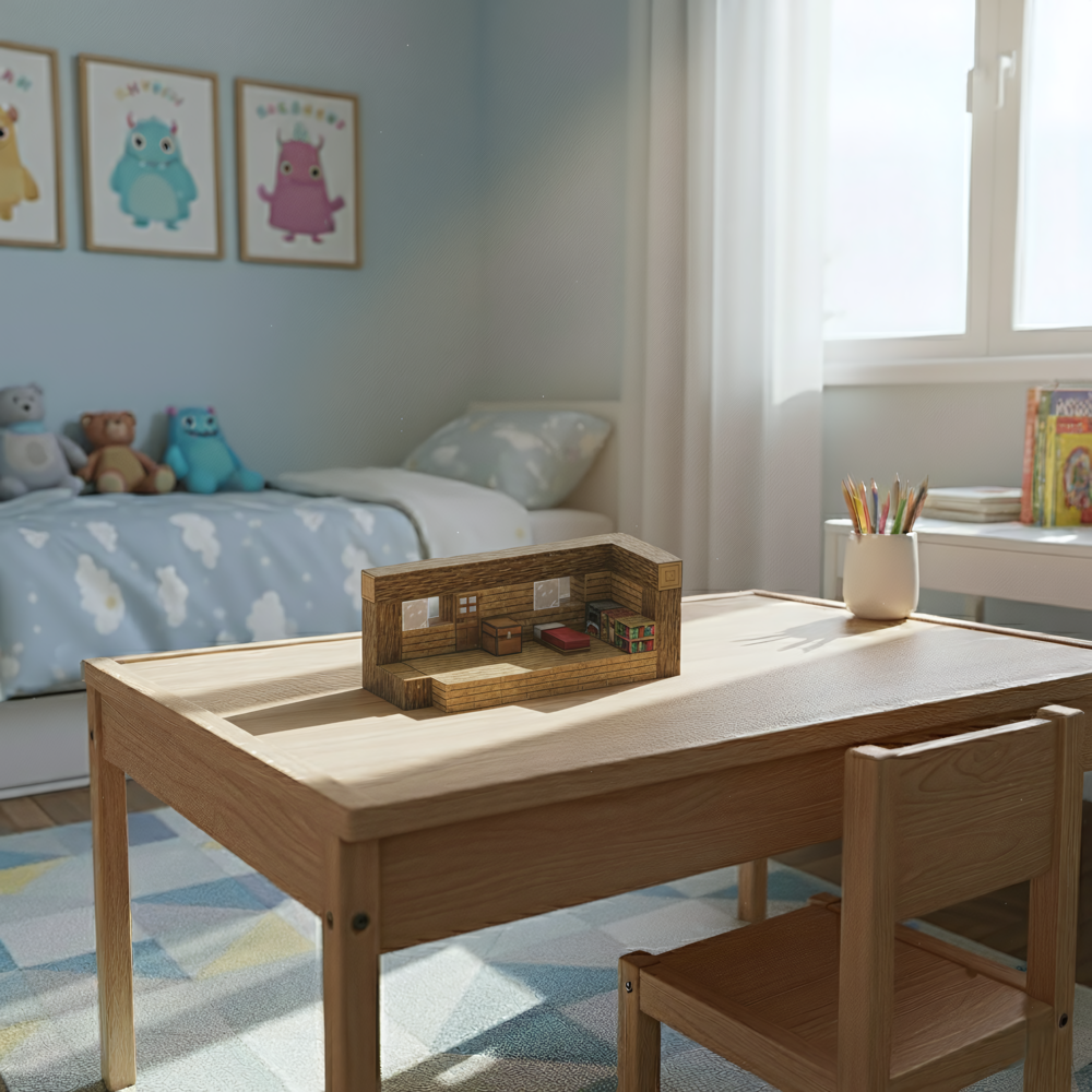 Refuge en Bois PixelCraft blocs aimantés jeu éducatif dès 4 ans