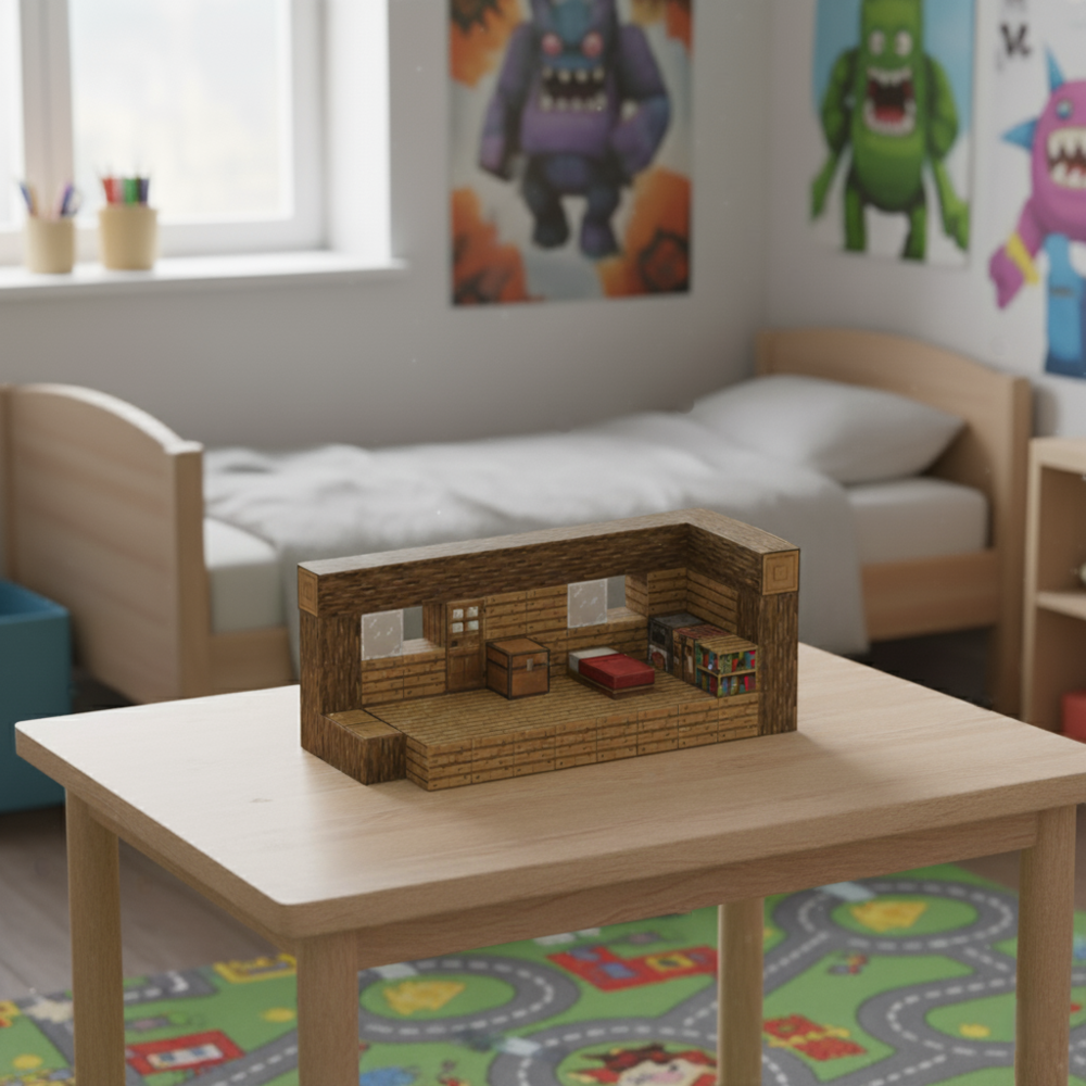 PixelCraft – Refuge en Bois (80 pièces)