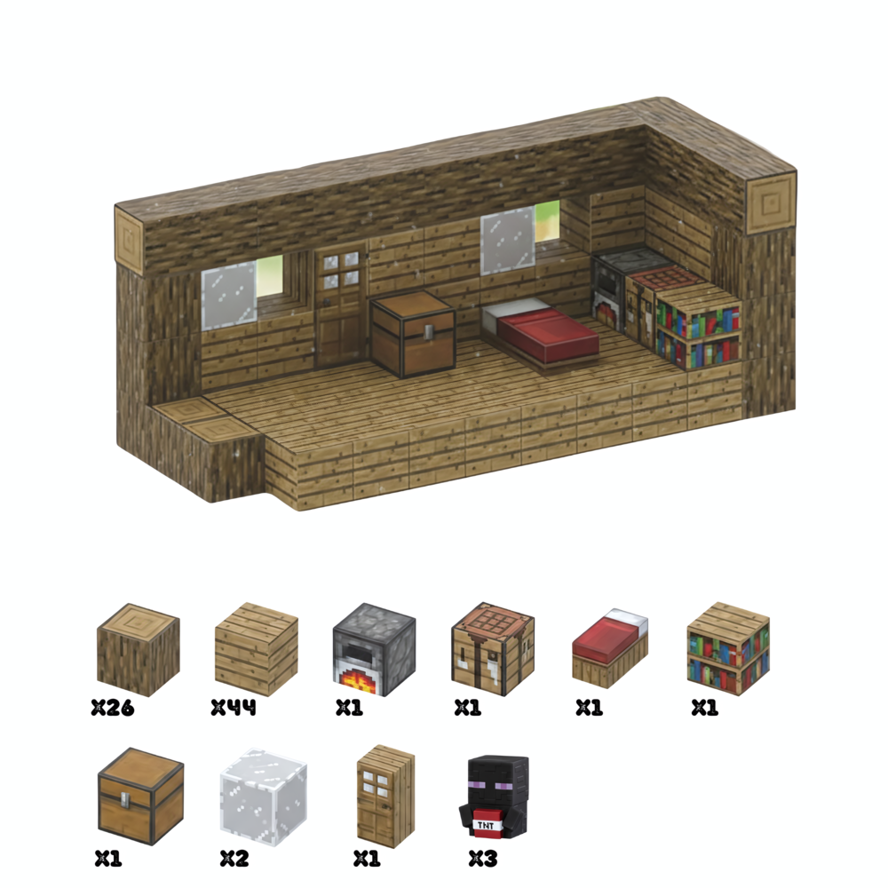 PixelCraft – Refuge en Bois (80 pièces)