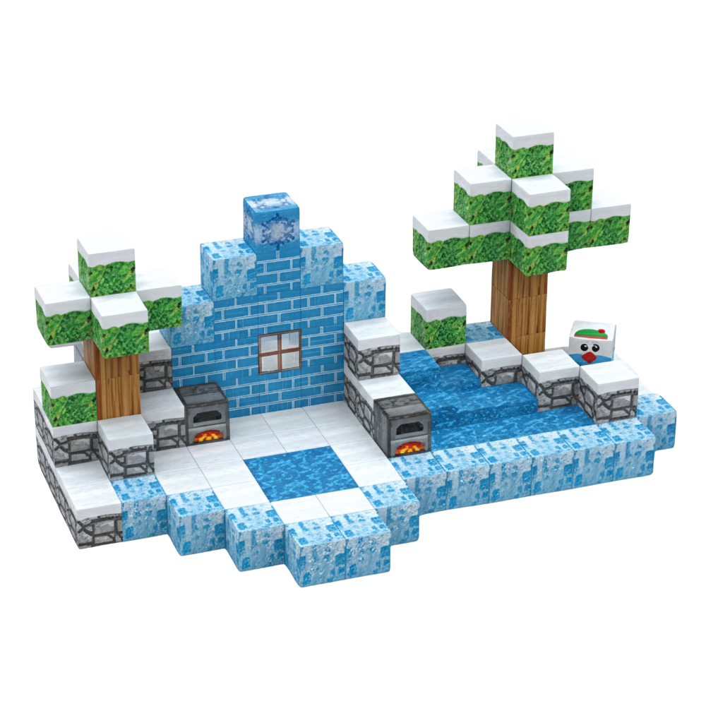 PixelCraft Refuge Polaire 144 pièces – Blocs magnétiques éducatifs et créatifs pour enfants
