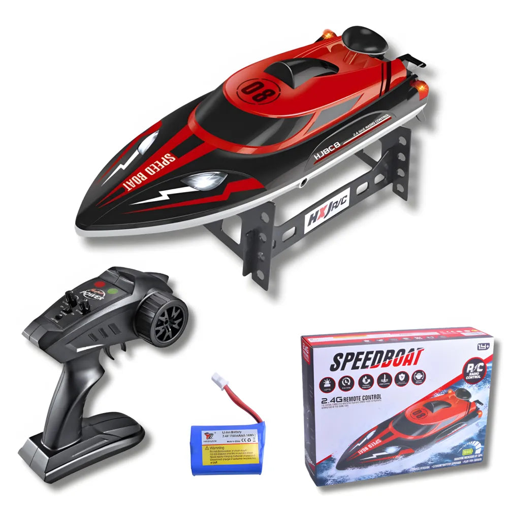 SpeedBoat bateau télécommandé rouge avec télécommande et batterie rechargeable – jouet haute vitesse