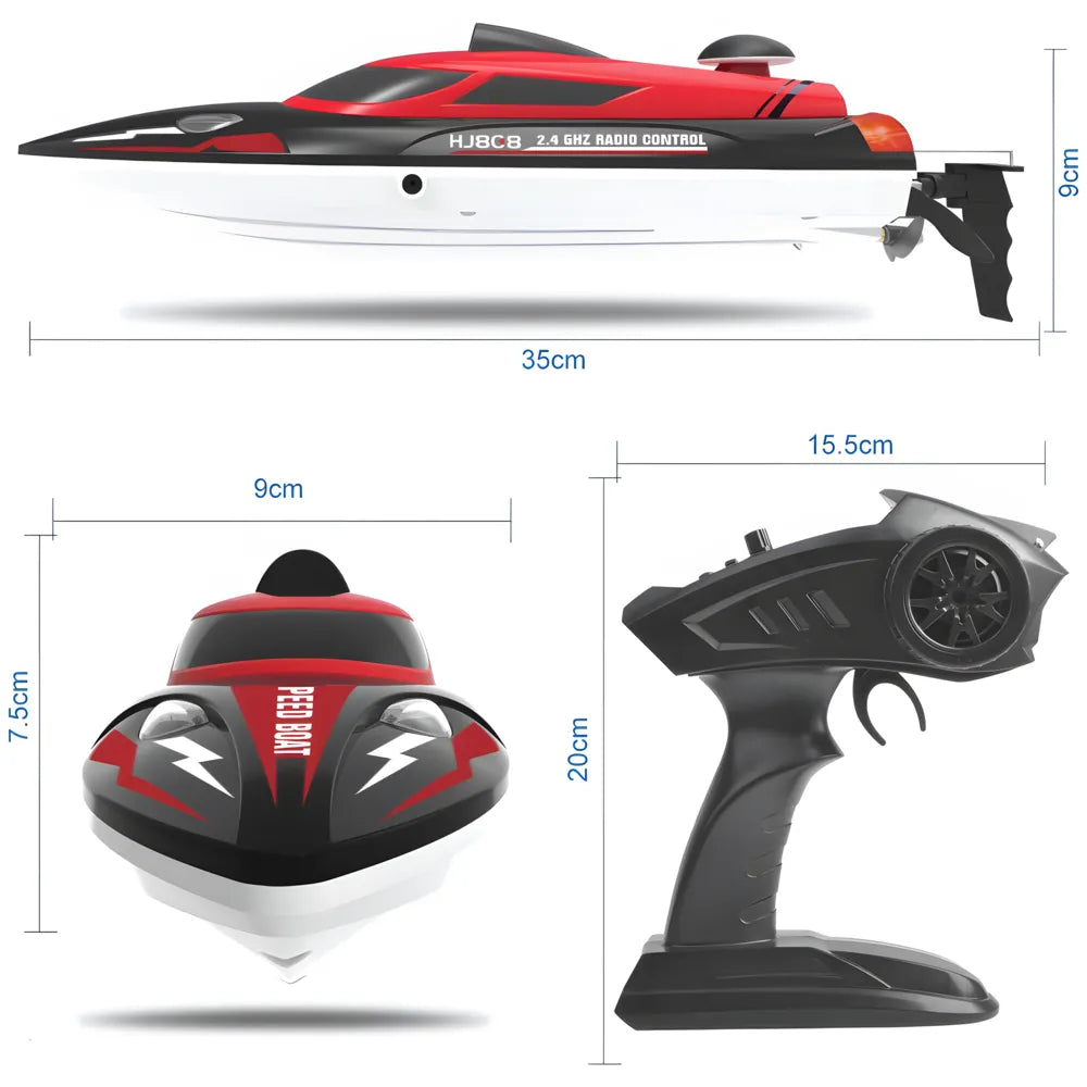 SpeedBoat bateau télécommandé rouge design aérodynamique – jouet rapide et stable