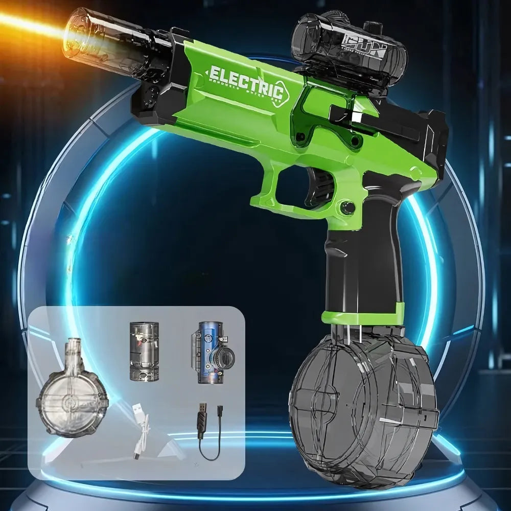 SplashForce pistolet à eau vert – réservoir rond et jet puissant pour enfants et adultes