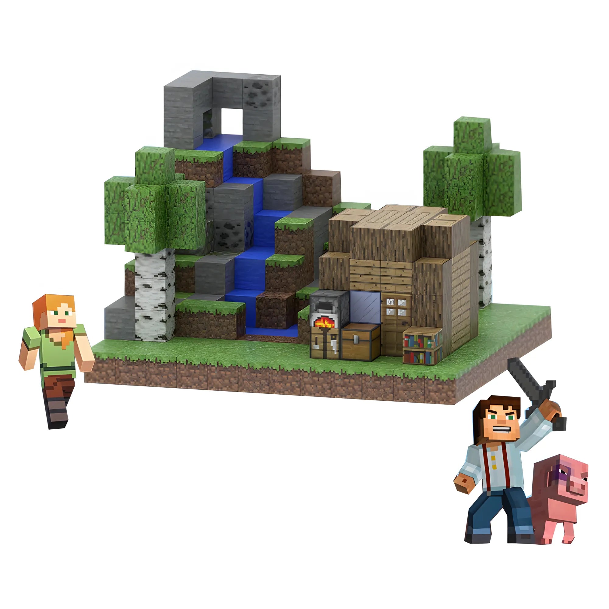 PixelCraft jeu de construction pixel art – enfant jouant avec un décor assemblé